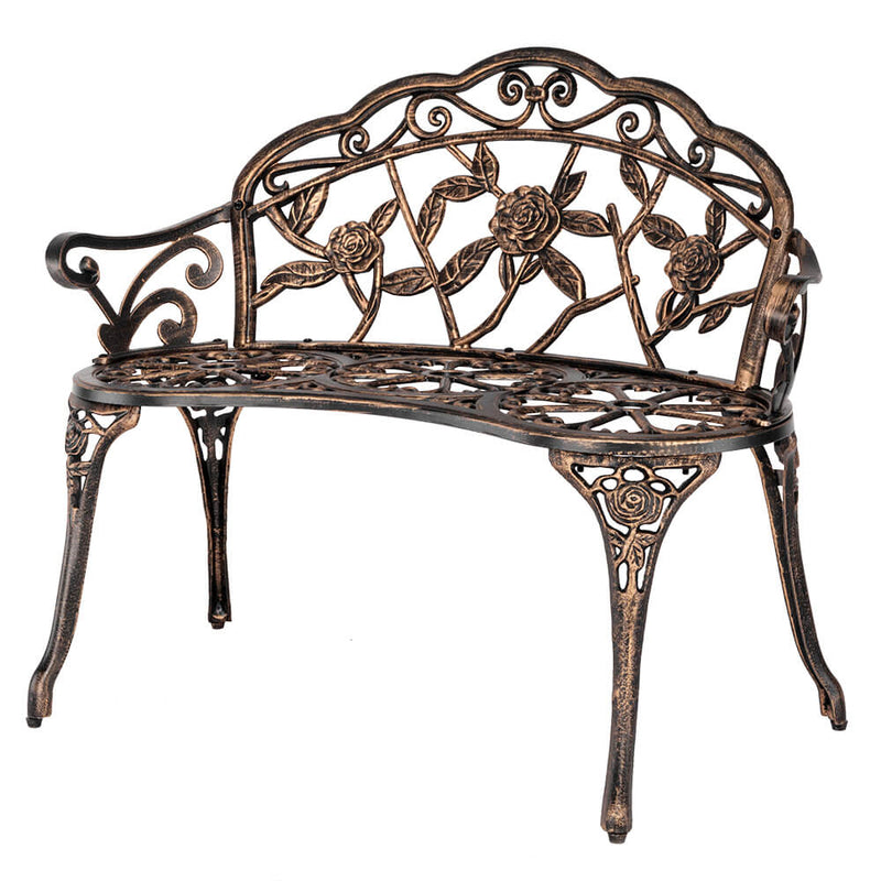 2-Seat Aluminum Outdoor Park Leisure Rose Chair 38 inches, Courtyard Decoration Bench