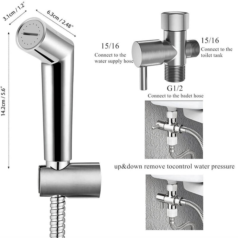 Brushed Nickel Pet Shower Sprayer Solid Brass Shower Arm for Toilet