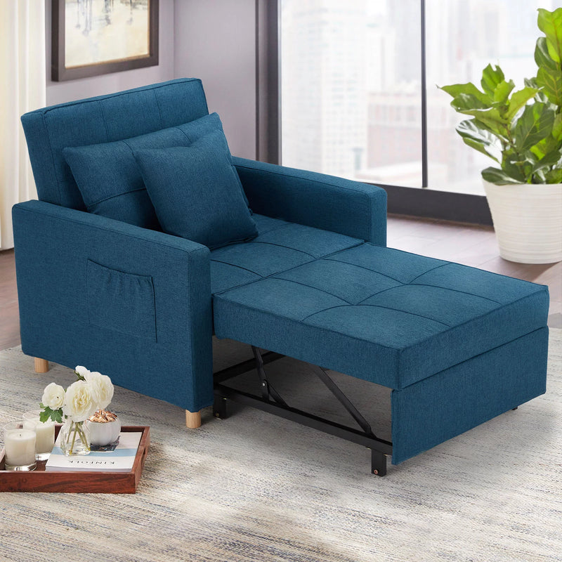 3-in-1 Convertible Sofa Bed Chair-Light Blue