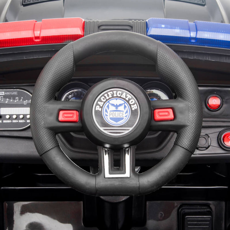 Police Sports Car Ride On Car Dual Drive Remote Control Black