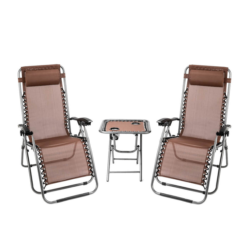 Zero Gravity Lounge Chair Brown with Portable Cup Holder Table