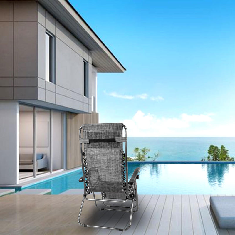 2 Pieces Zero Gravity Lounge Chair with Portable Cup Holder Table