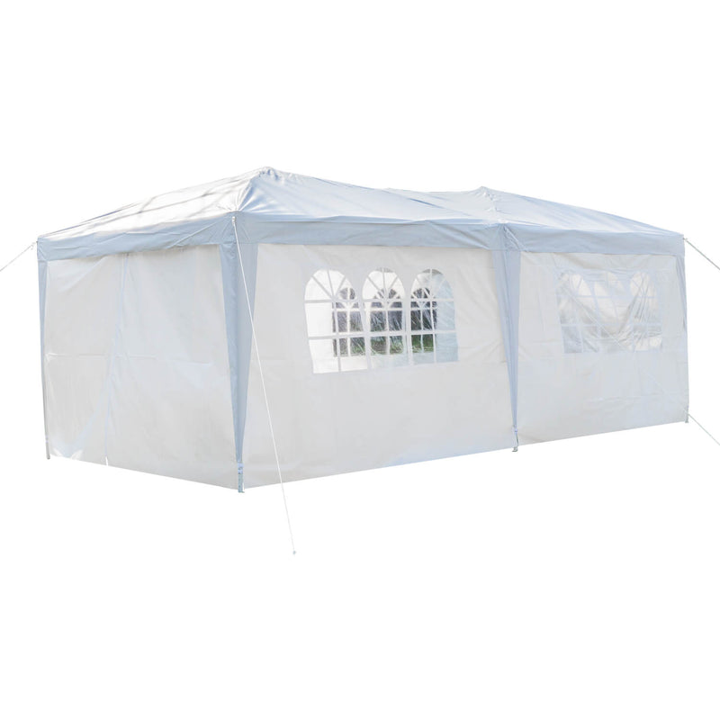 Waterproof Foldable Canopy Tent with Carry Bag 6 Sides 4 Windows White 10 x 20 ft