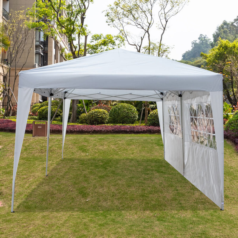 Foldable Canopy Tent with Carry Bag Four Sides 2 Windows White 10 x 20 ft