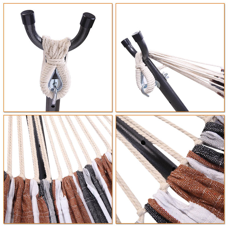 Professional Flowers Hammock Stand with Polyester Coffee Stripe Hammock