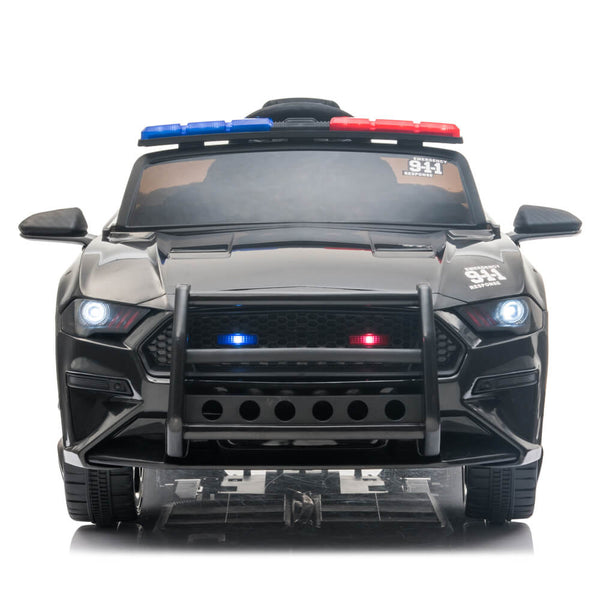 Police Sports Car Ride On Car Dual Drive Remote Control Black