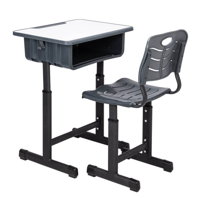 Lifting Children Multifunctional Study Desk and Chair Set with Storage Bin Blak