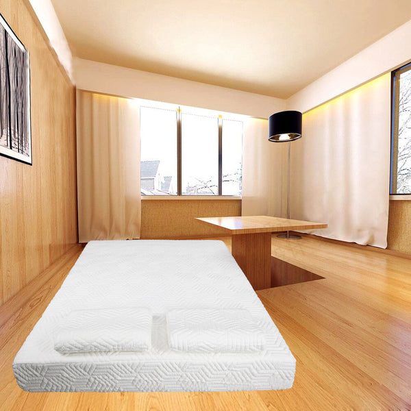 Three Layers Medium High Softness Mattress with 2 Pillows (Full Size) White 10 inches