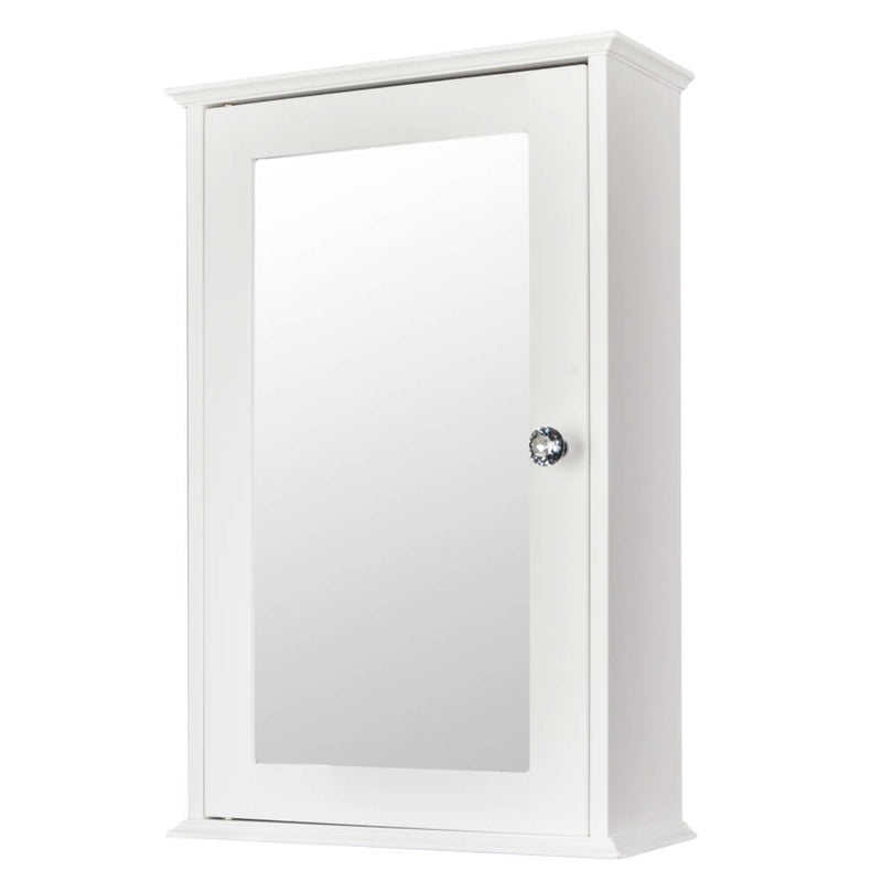 Wall Mounted Cabinet Shelf With Mirror White
