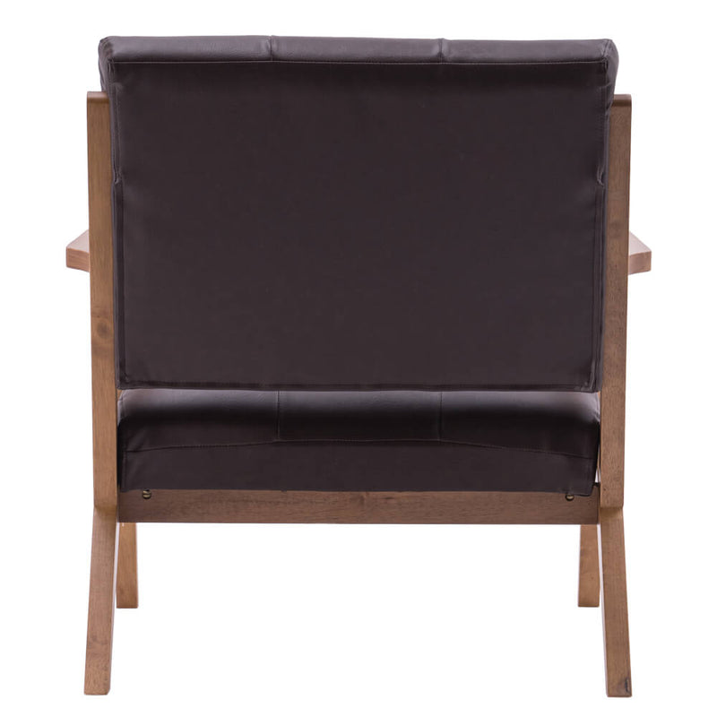 Mid-Century Modern Accent Armchair Solid Hardwood Upholstered Linen Lounge Chair, Suede Brown