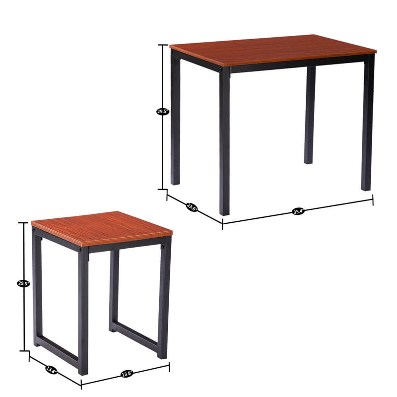 Simple Wood Grain 75cm High Dining Table And Chair Three-Piece Cherry Wood Color