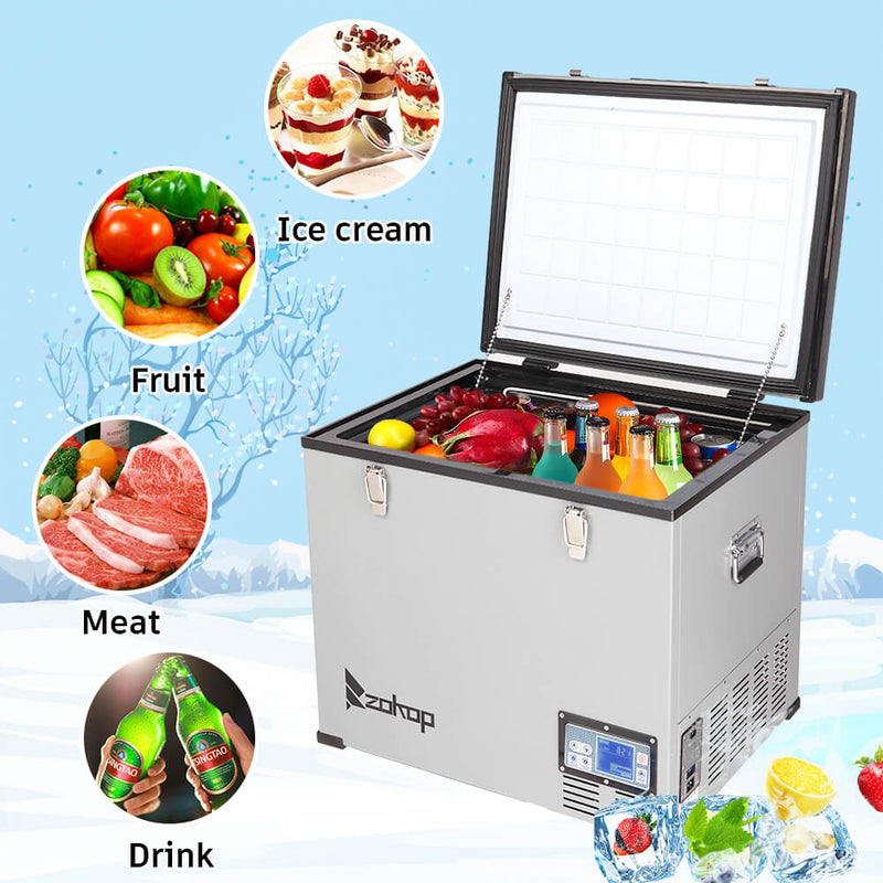 60L Compressor Key Display Car Refrigerator Cold Rolled Gray