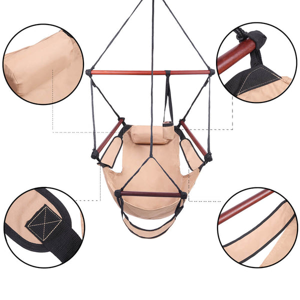 Well-equipped S-shaped Hook High Strength Assembled Hanging Seat Brown