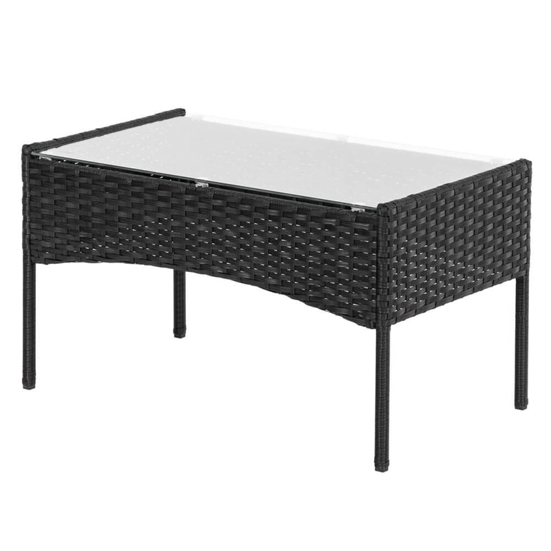 4 Pieces Outdoor Conversation Set Patio Dining Set Rattan Sofa Set Black