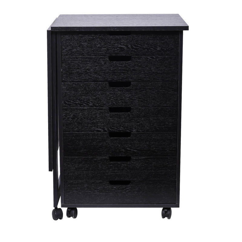 Wood Halifax Storage Filing Cabinet Mobile 7 Drawer with Desk Storage Cabinet Black