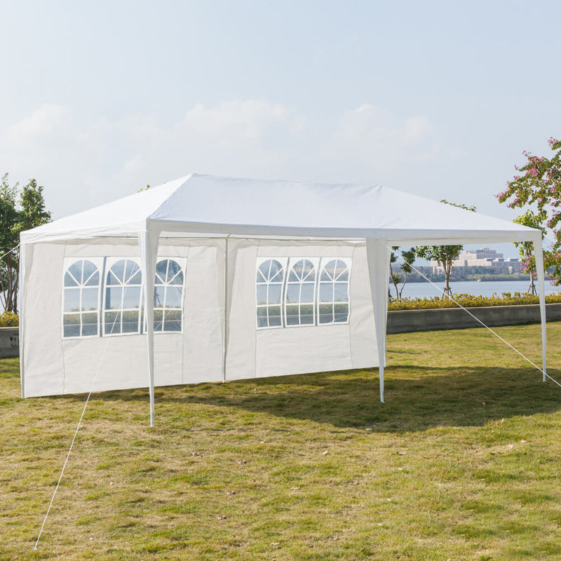 Six Sides Two Doors Waterproof Tent with Spiral Tubes 10 x 20 ft White