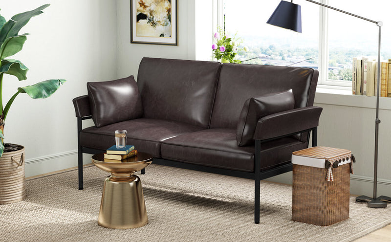 PU Leather Sofa Loveseat Modern Upholstered Couch Brown