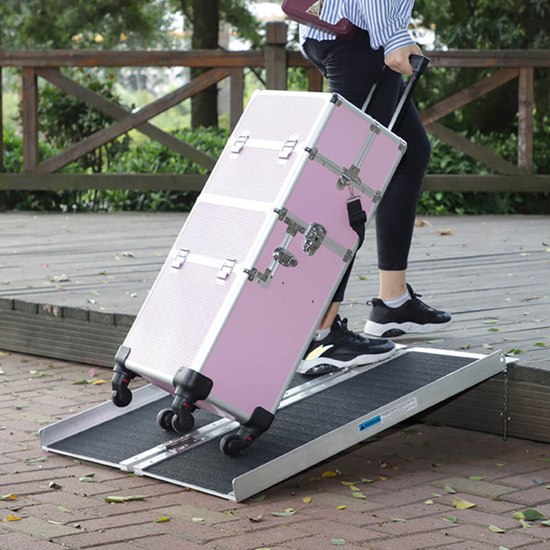 3FT Two-section Non-Skid Folding Lightweight Aluminum Alloy Wheelchair Scooter Mobility Ramps