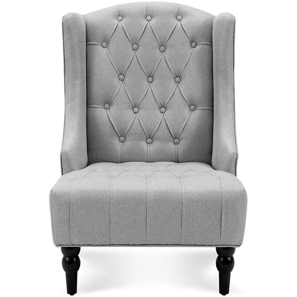 High-Back Fabric Club Chair, Wingback Chair, Modern Accent Chair for Living Room, Bedroom, Gray