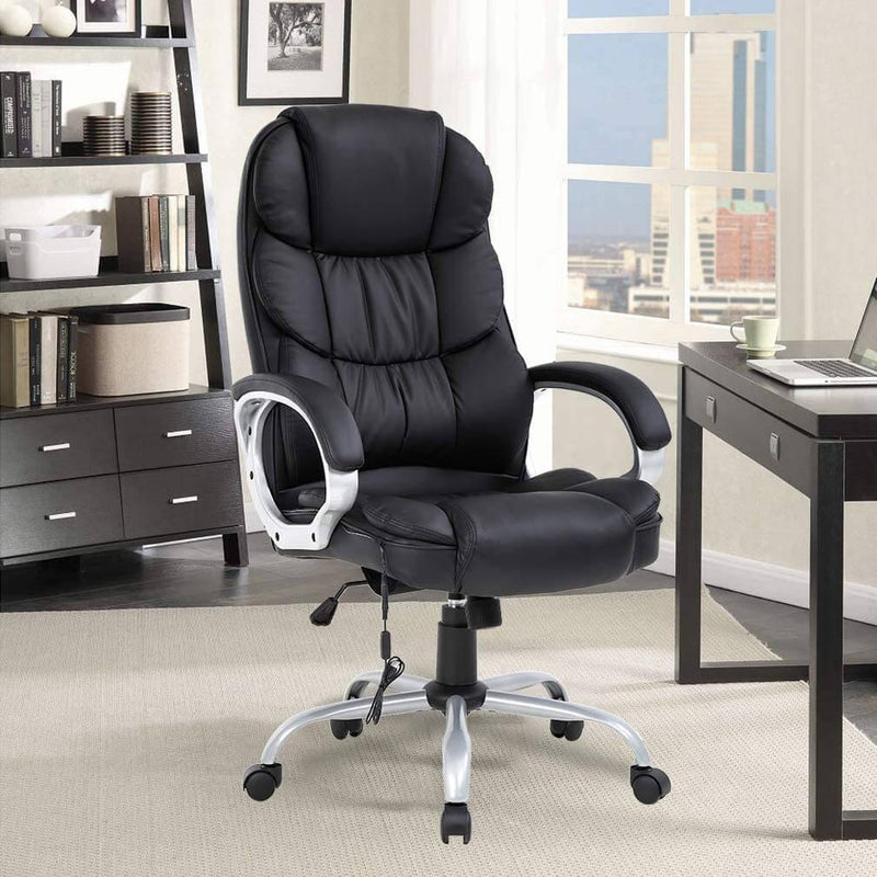 Home Office Chair Massage Desk Chair, Ergonomic Computer Chair with Lumbar Support Headrest Armrest, Black