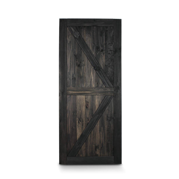 Barn Door Panel Sliding Door Slab Pre-Drilled Ready to Assemble Pine Wood Dark Grey