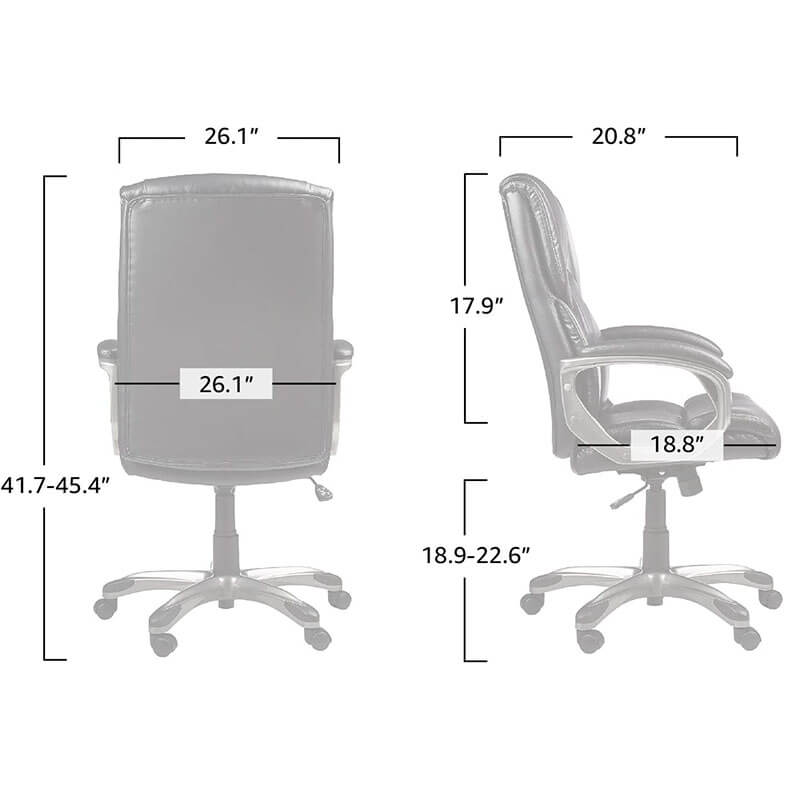 Adjustable Office Chair High-Back, Leather Chair, Swivel, Black