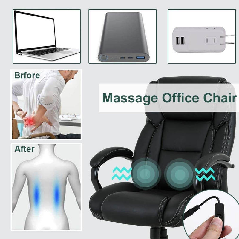 Big and Tall Office Chair 500lb Wide Seat Desk Chair with Lumbar Support, PU Leather Computer Chair