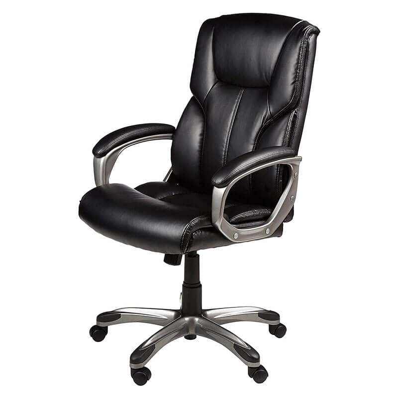 Adjustable Office Chair High-Back, Leather Chair, Swivel, Black