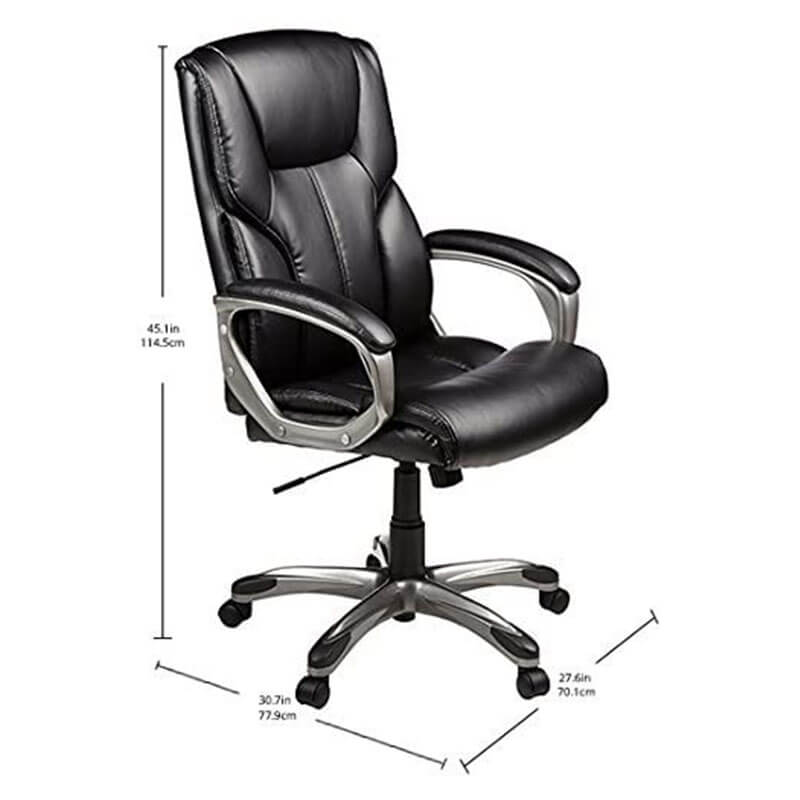 Adjustable Office Chair High-Back, Leather Chair, Swivel, Black