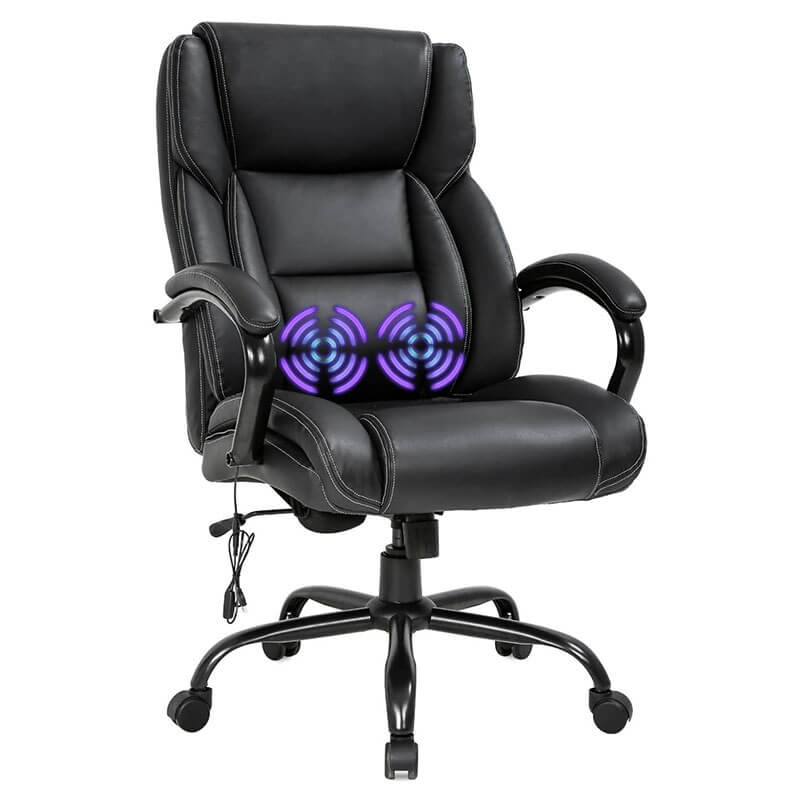 Big and Tall Office Chair 500lb Wide Seat Desk Chair with Lumbar Support, PU Leather Computer Chair