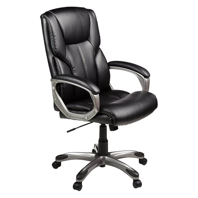 Adjustable Office Chair High-Back, Leather Chair, Swivel, Black