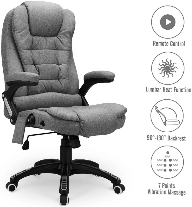 Vinsetto 7-Point Vibrating Massage Office Chair High Back Executive Recliner  with Lumbar Support, Footrest, Reclining Back, Adjustable Height, Black