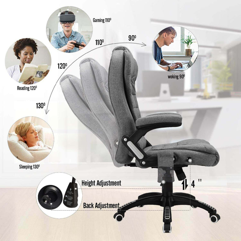 Ergonomic Office Chair with Heated Massage, High Back Fabric