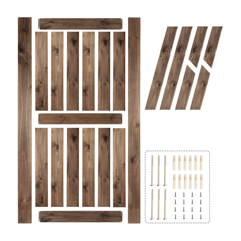Barn Door Slab Ready to Assemble Pre-Drilled Pine Wood Brown