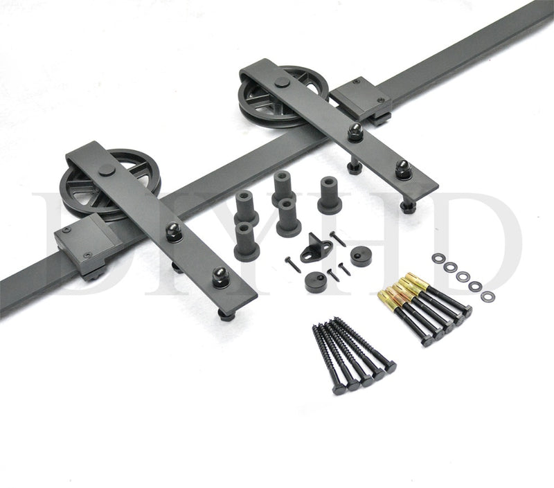 DIYHD 150cm-300cm Vintage Spoke Industrial Wheel Sliding Barn Wood Door Interior Closet Door Kitchen Door Track Hardware