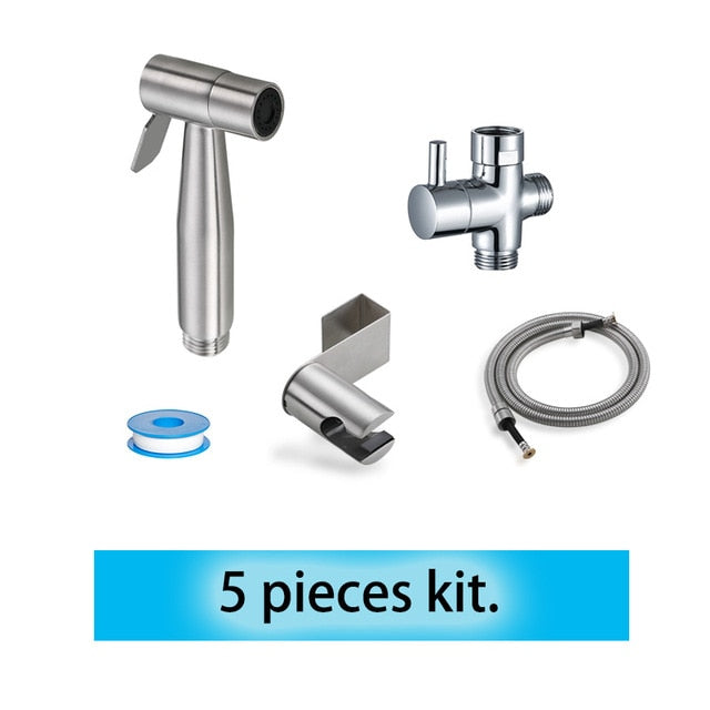 Handheld Toilet Bidet Sprayer Set Kit Stainless Steel Hand Bidet Faucet