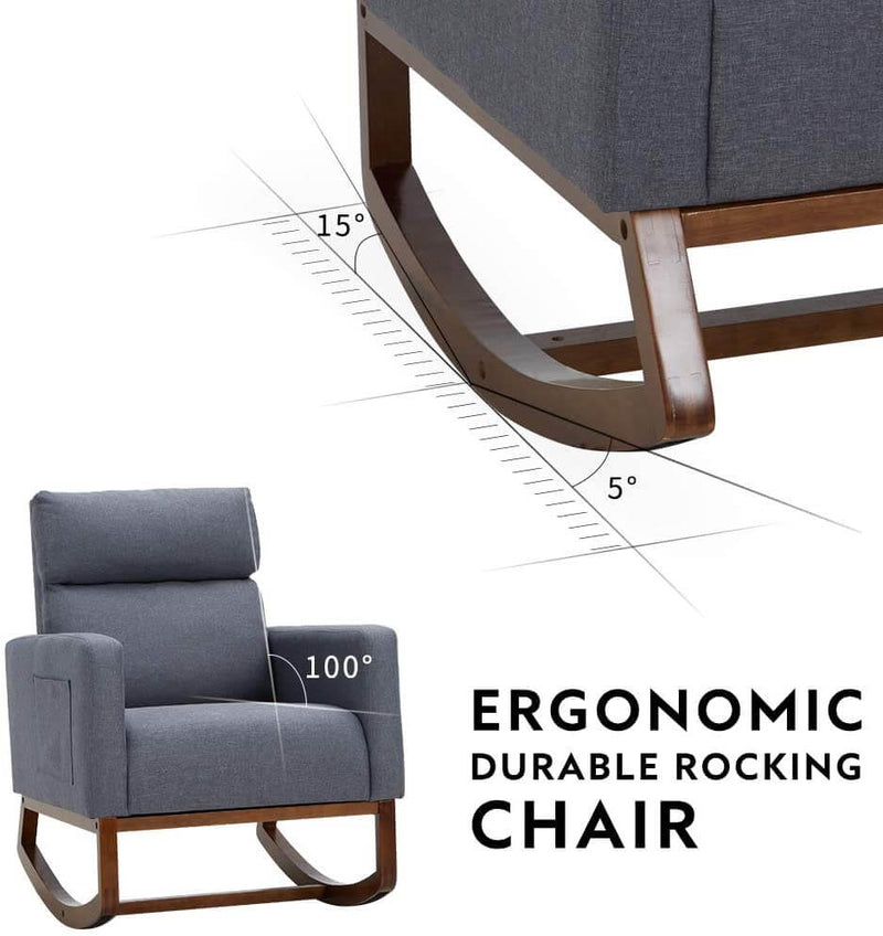 Rocking Chair Rocking Chair Upholstered Living Room Chair with Massage Function, Gray