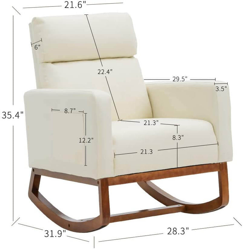 Rocking Chair Rocking Chair Upholstered Living Room Chair with Massage Function, White