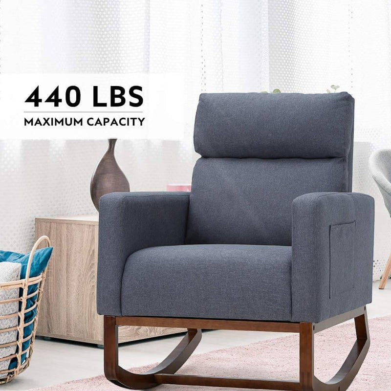 Rocking Chair Rocking Chair Upholstered Living Room Chair with Massage Function, Gray