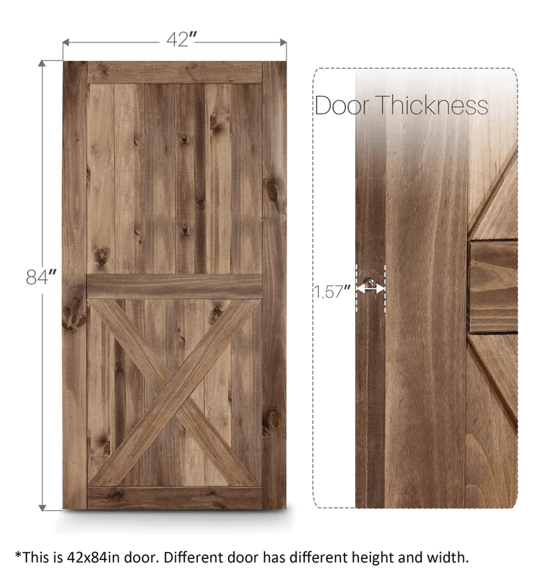 Barn Door Slab Ready to Assemble Pre-Drilled Pine Wood Brown