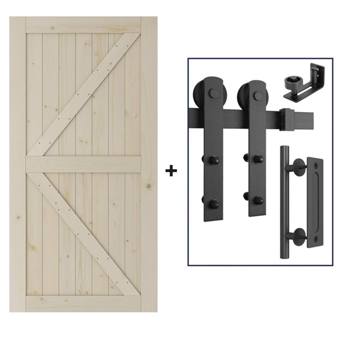6 Ft Heavy Duty Barn Door Track Kit With Door (Whole Set, I Shape)